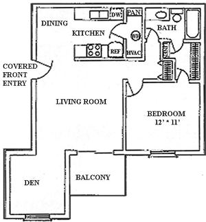 One Bedroom / Den / One Bath - 794 Sq. Ft.*